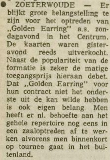 Golden Earring show February 27, 1972 Zoeterwoude